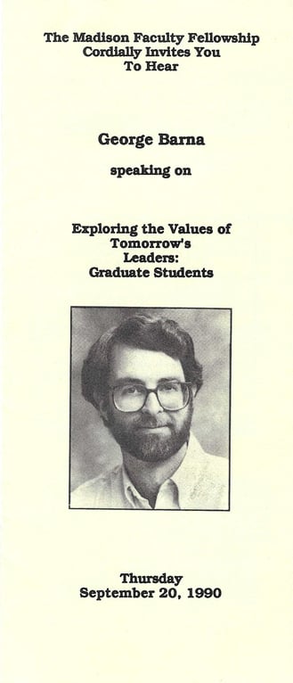 Brochure - Barna Presents Research at Event - 1990